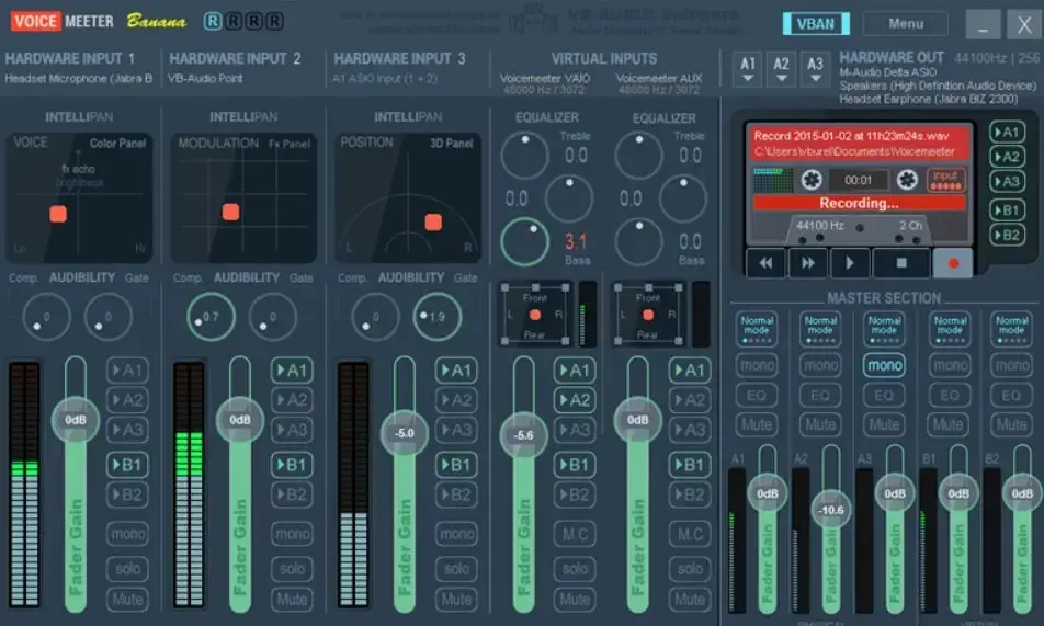 Adjust Volume levels in VoiceMeeter